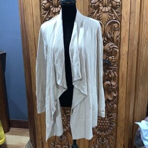 EUC Lands End large tall light tan open cardigan